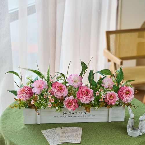 沁园春仿真花假花栅栏插花摆件客厅桌面装饰品插花束绿植盆栽摆设