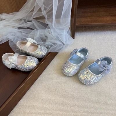 儿童公主鞋女童鞋子2025新款配礼服闪亮鞋女宝宝学步鞋单鞋水晶鞋