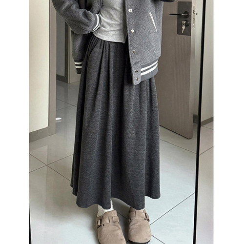中长款a字半身裙子秋季