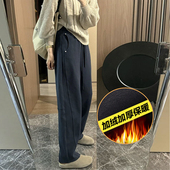 加绒加厚直筒休闲卫裤 胖妹妹mm显瘦运动阔腿裤 女大码 秋冬2024新款