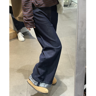 卷边牛仔阔腿裤女大码秋季2025新款胖妹妹mm宽松显瘦休闲阔腿长裤