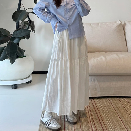 白色中长款半身裙女大码