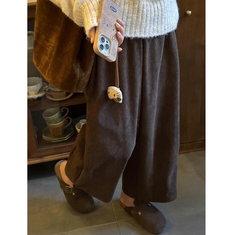 九分灯芯绒休闲裤女大码
