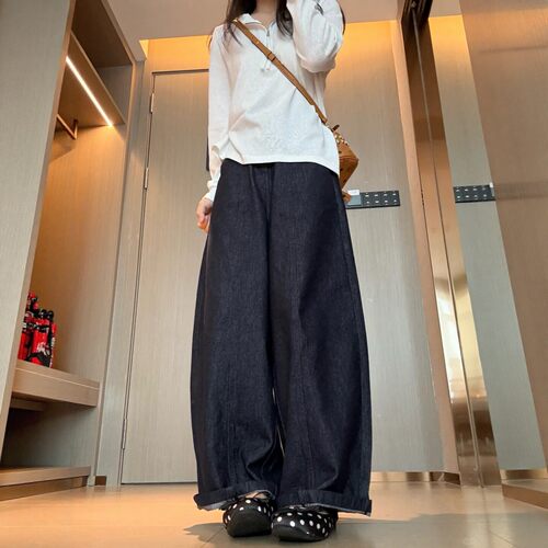 丹宁蓝直筒牛仔裤女大码