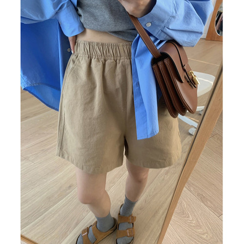 卡其色休闲短裤女大码夏季