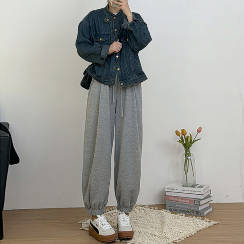 九分休闲卫裤女大码束脚哈伦裤