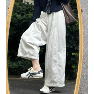 胖妹妹宽松显瘦垂感九分气球裤 春夏2026新款 女大码 日系休闲阔腿裤