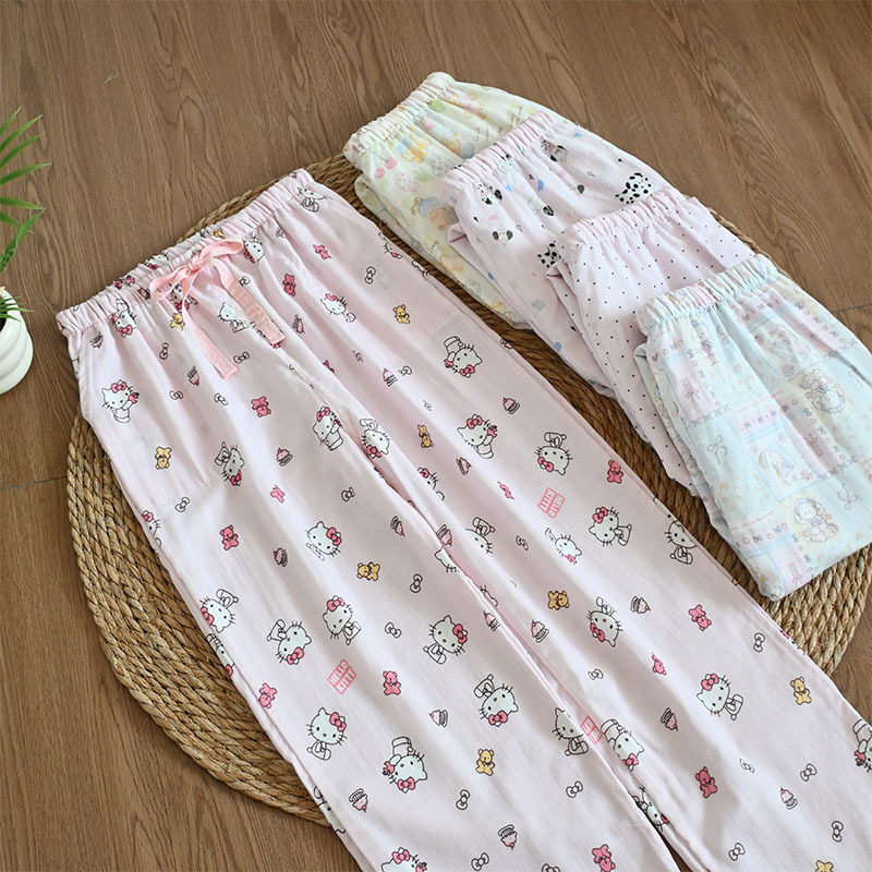 春夏季100%全棉婴儿双层纱睡裤有口袋宽松可爱卡通棉纱薄款居家裤,女士内衣/男士内衣/家居服,睡裤/家居裤,淘宝优惠券,粉丝福利购,淘宝优惠卷