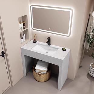 免打孔公共大理石立柱洗漱台卫生间台上盆落地式洗手盆酒店洗脸盆