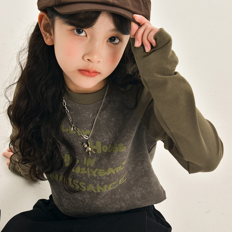 女童长袖T恤夏季2025新款儿童宽松休闲短款字母印花薄款上衣百搭,童装/婴儿装/亲子装,T恤,淘宝优惠券,粉丝福利购,淘宝优惠卷
