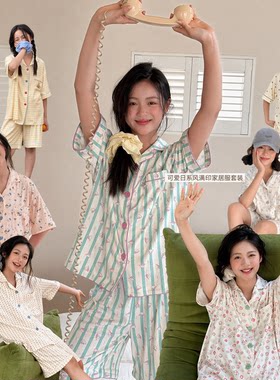 女童睡衣套装2026夏季新款青少年女孩薄款家居服短袖短裤两件套