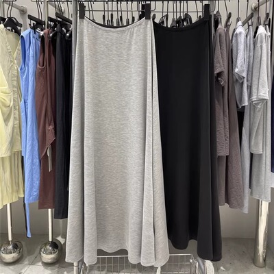 2025夏季浅灰色黑色空气层A字裙