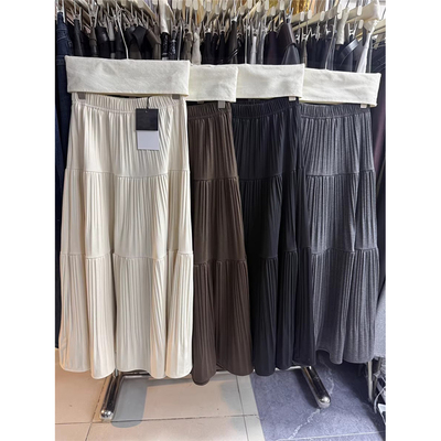 2025秋季欧货拼接褶皱A字裙