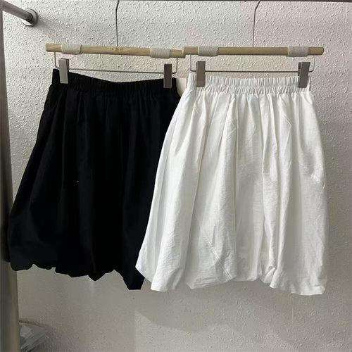 2026春季黑色白色五分花苞裙中裙