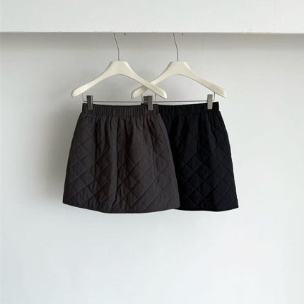 2025黑色深灰色夹棉短裙口袋A字裙时尚质感欧货松紧腰半身裙0100