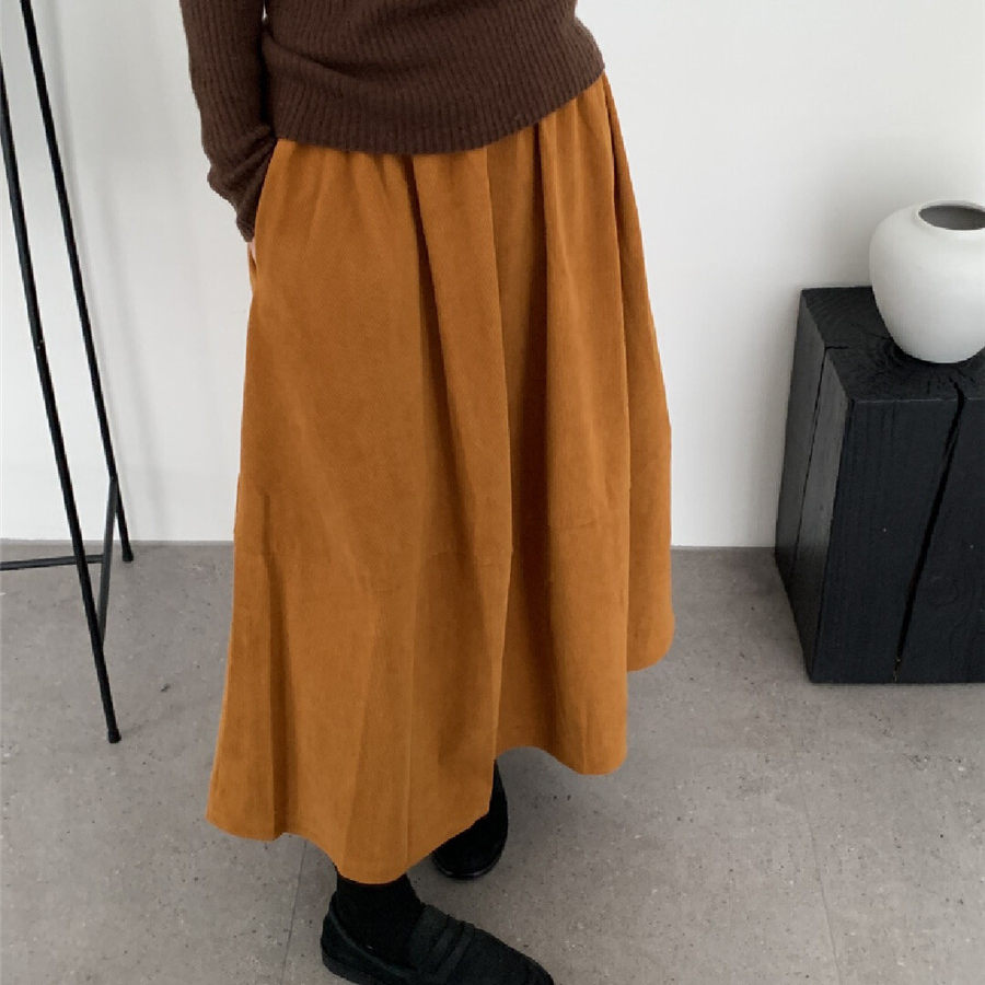 2025秋纯色灯芯绒口袋拼接A字裙半身裙潮流质感宽松韩版中长裙912,女装/女士精品,半身裙,淘宝优惠券,粉丝福利购,淘宝优惠卷