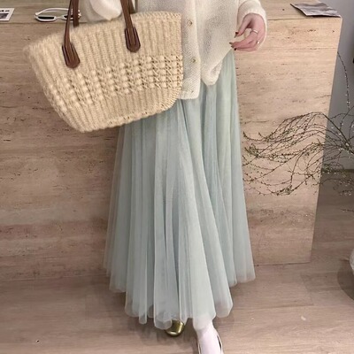 2025春季彩色纱A字裙半身裙