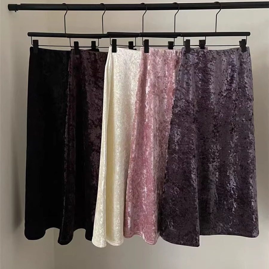 丝滑光泽感丝绒半身裙女2024新款秋冬高级感名媛气质包臀鱼尾长裙