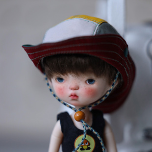 六分bjd登山帽子 蓝豆豆户外运动帽子 大脸BJD拼色布艺帽子