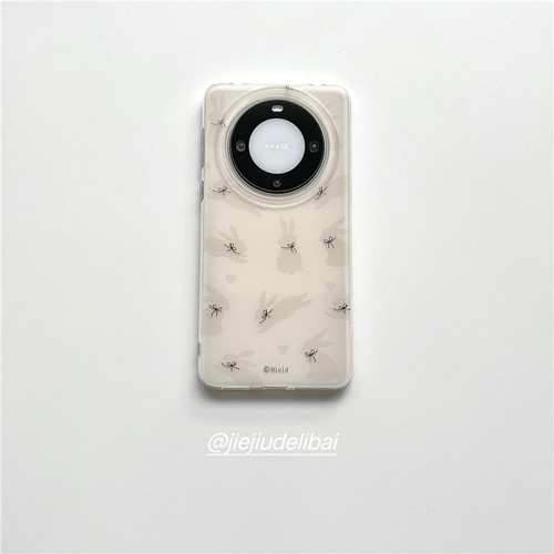 适用华为可爱奶油肤感蝴蝶结兔