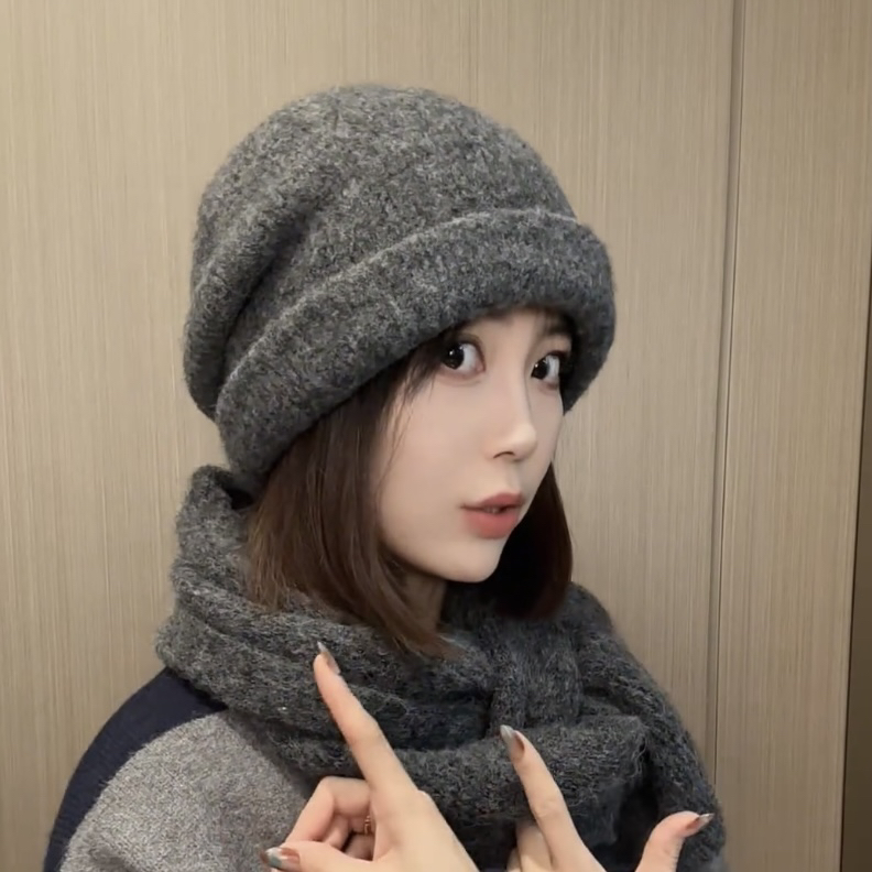 大头围毛线堆堆帽子女款2025新款亮片加厚羊毛混纺针织包头冷帽男