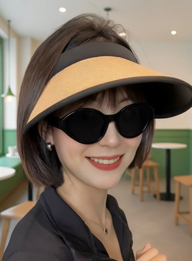 发箍空顶遮阳防晒帽子女款2026新款夏季大帽檐发卡防紫外线太阳帽