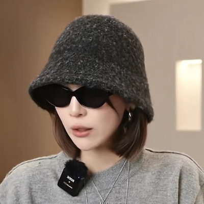 大头围日系渔夫帽子女款2025新款春秋贴标显脸小杂色保暖水桶盆帽