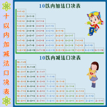 早教启蒙数学算术10以内退位20进位加减法口诀表拼音挂图贴纸墙贴