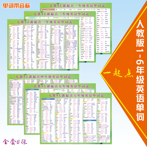 人教同步英语单词表贴纸