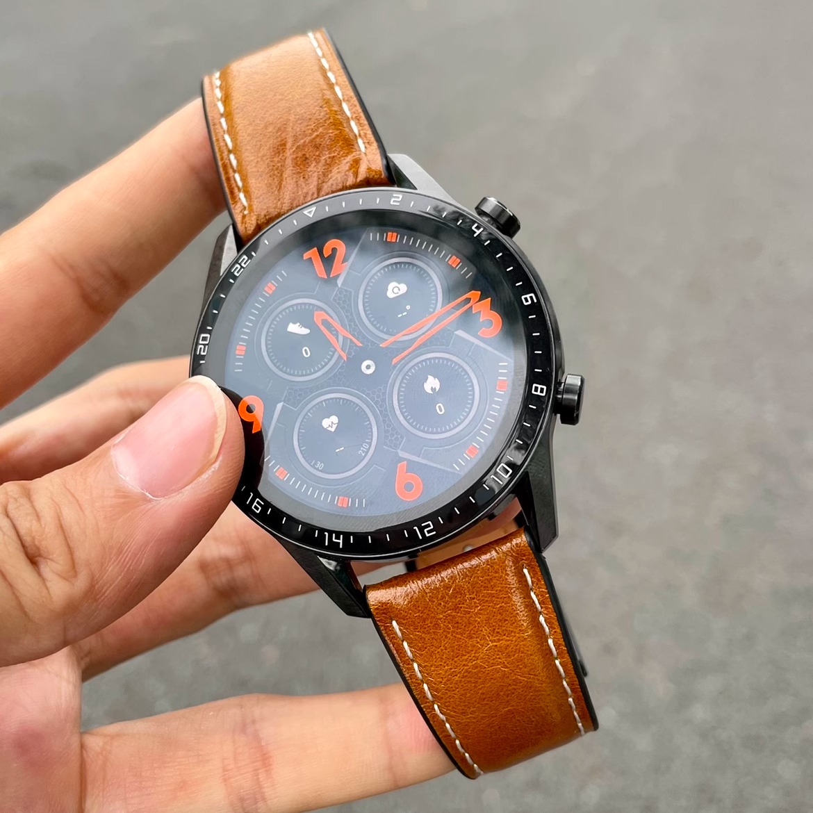 复古真皮适用华为手表gt23pro表带watch4pro油腊皮GT4高端H磁吸扣
