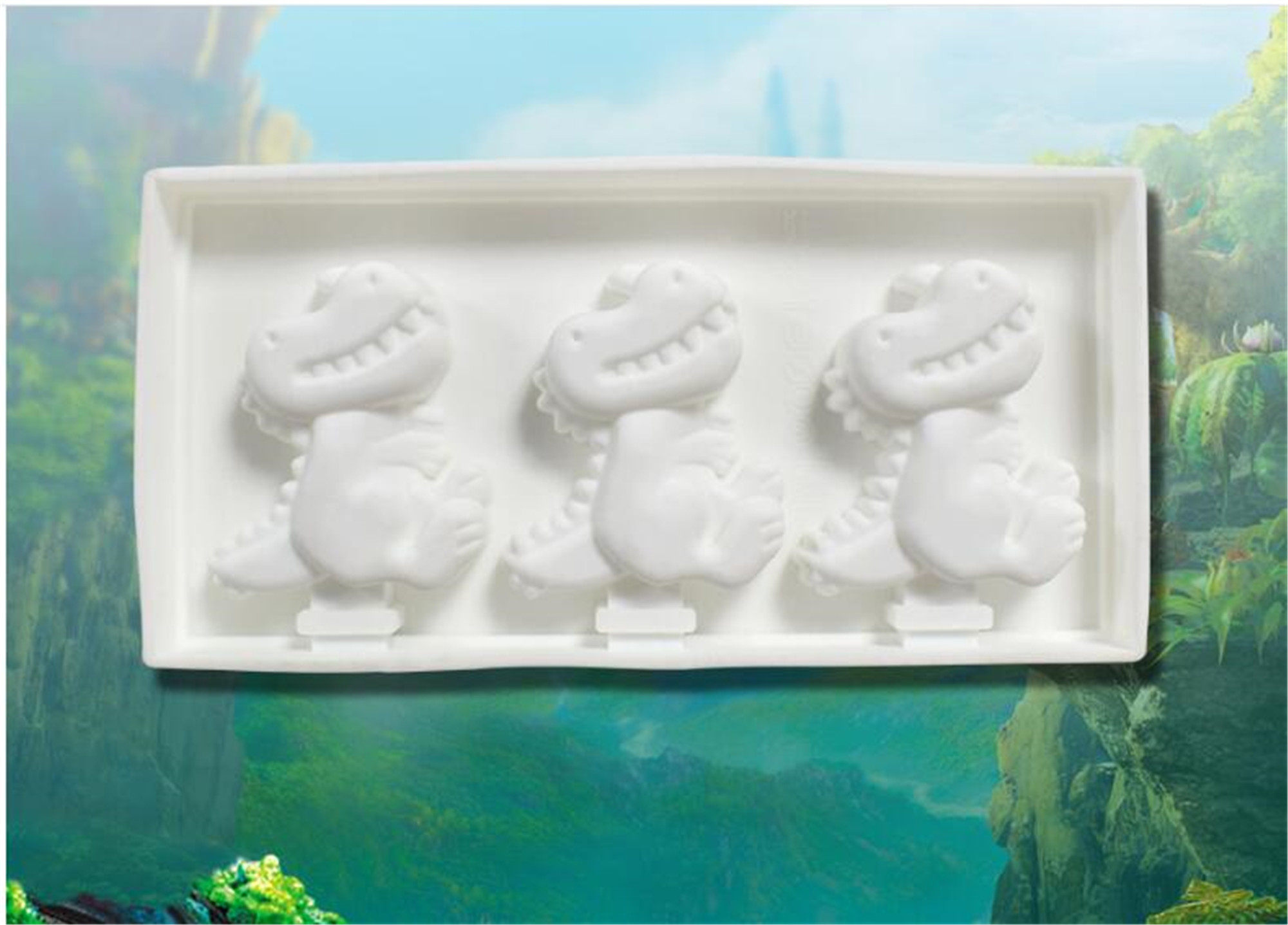 恐龙雪糕模具家用硅胶模具自制冰淇淋模具带盖食品级模型硅胶硅胶