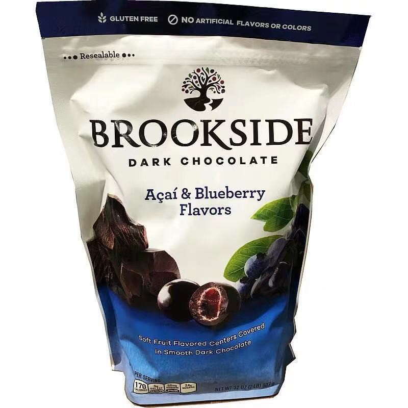 进口Brookside Acai巴西莓蓝莓果汁夹心黑巧克力豆850g现货