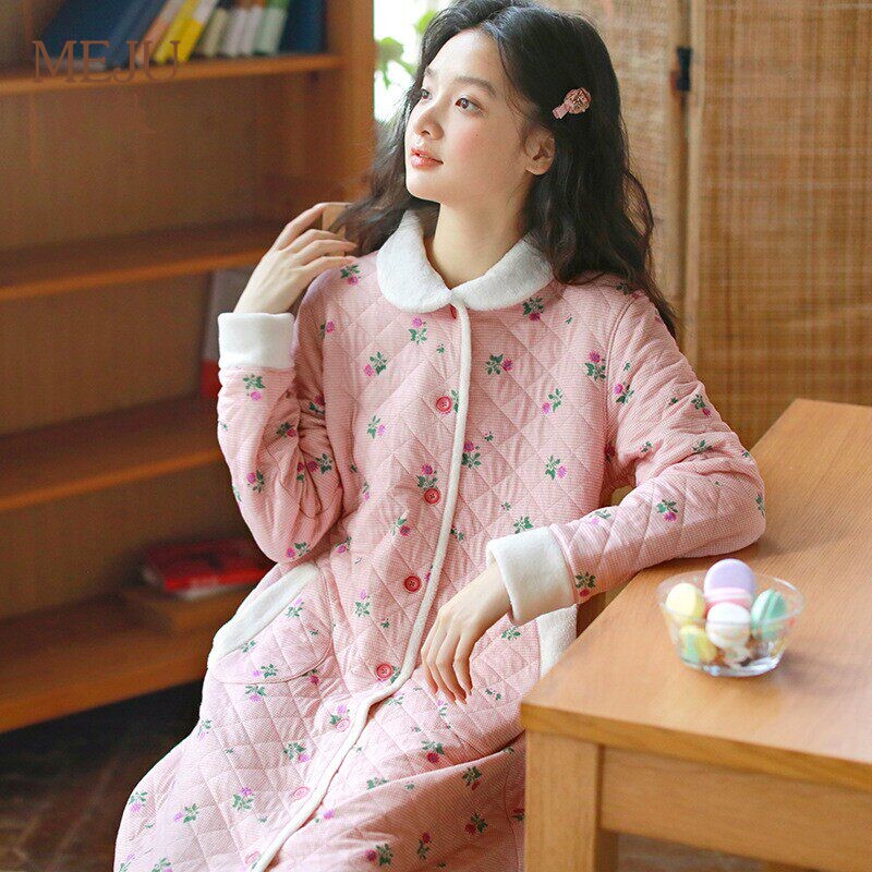 睡裙女款夹棉空气层睡衣甜美学生