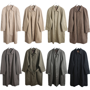 日制古着vintage复古风衣孤品oversize单排扣中长款 外套F48