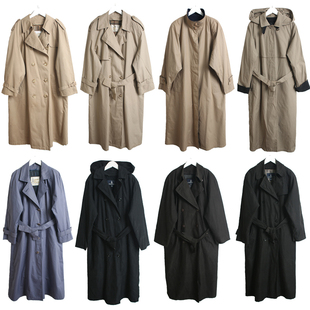 美产古着vintage复古大衣双排扣外套伦敦fog斜纹棉战壕风衣L53