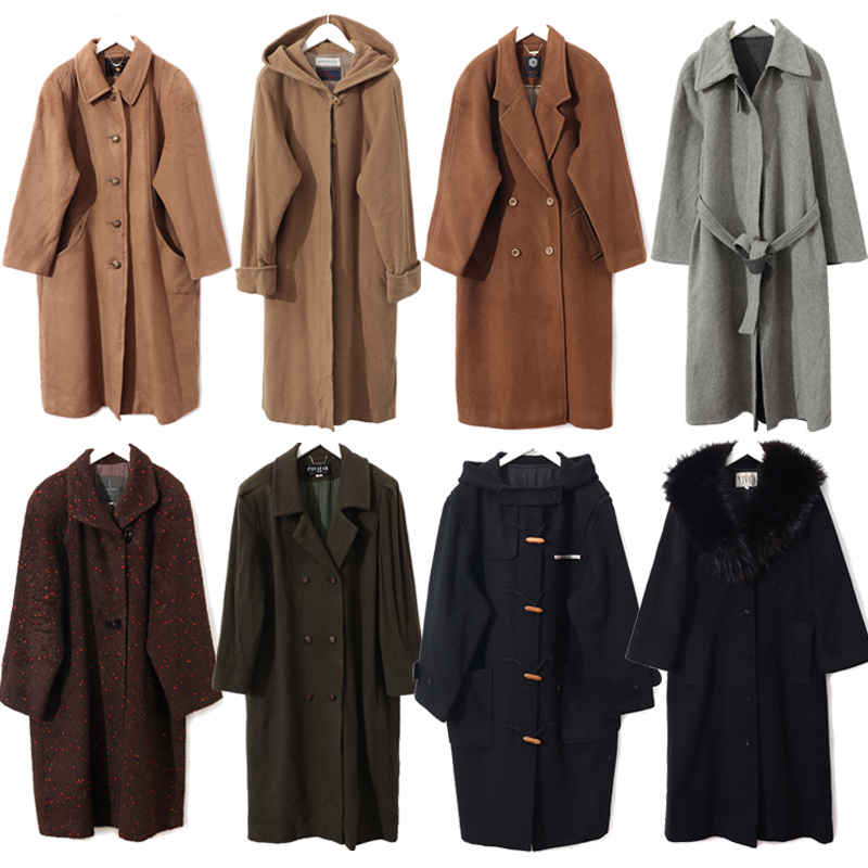 日制古着Vintage复古羊毛大衣尖货宽松气质中长款毛呢外套冬季1