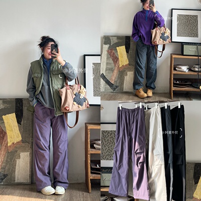 阿董外贸加绒抗风束脚工装裤