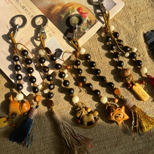 「阿董外贸」阿董原创设计纯手工编织无患子菩提包挂裤挂手机挂件