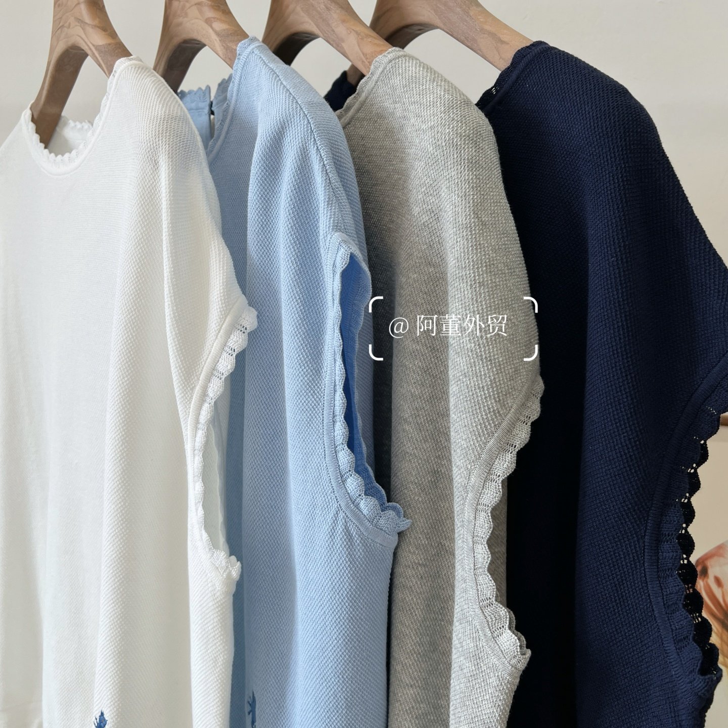 网眼纯棉纱简约宽松落肩上衣T恤