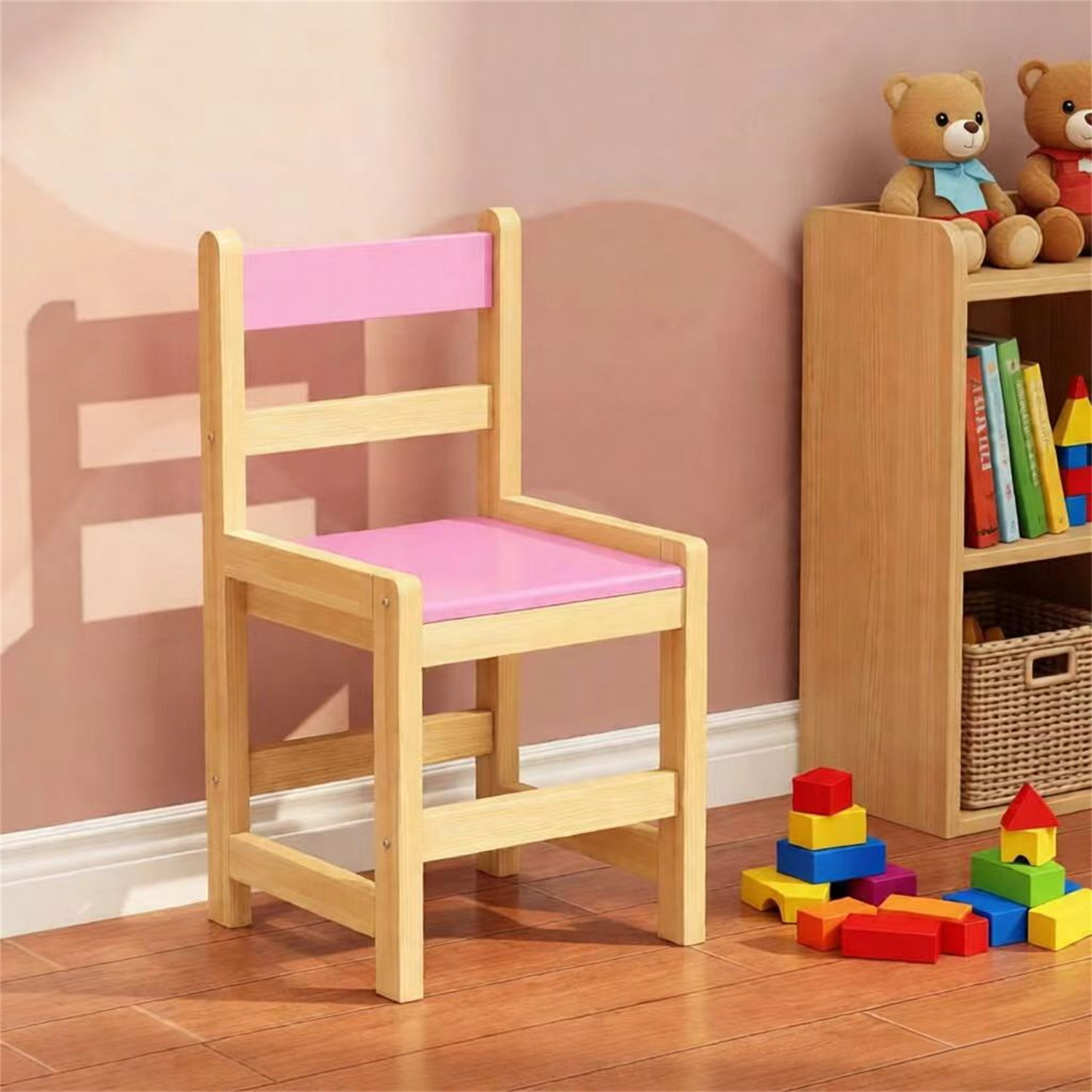 实木可升降儿童椅小学生简约实用学习椅松木凳子家用幼儿园靠背椅