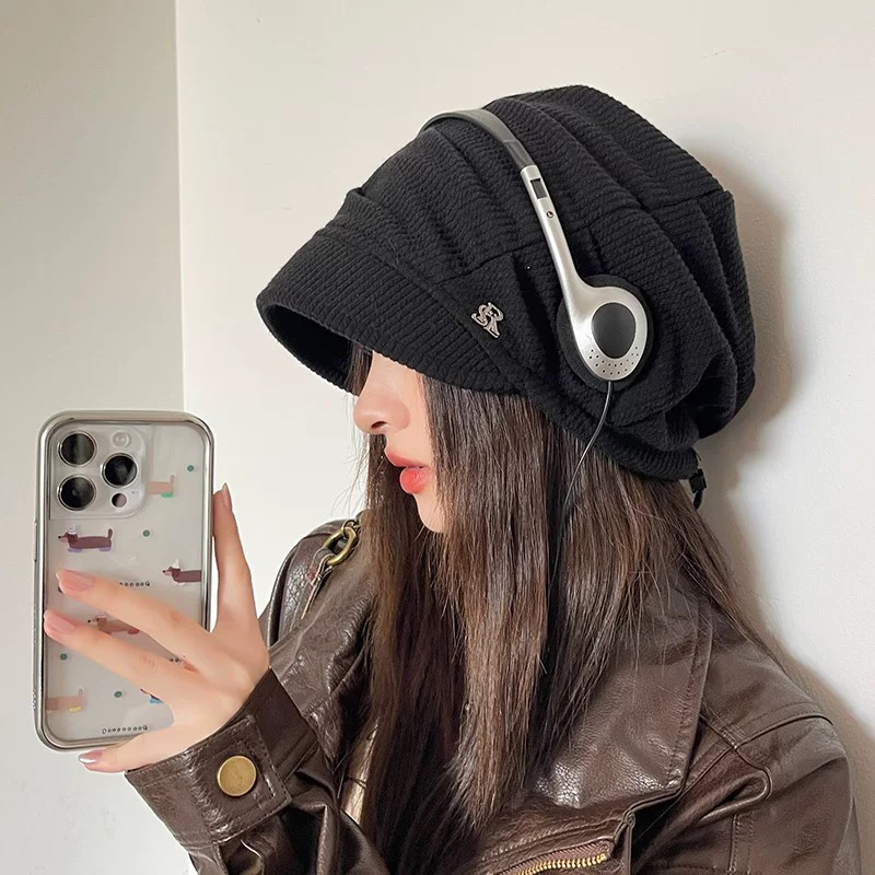 秋冬逛街女带帽檐短檐堆堆帽休闲