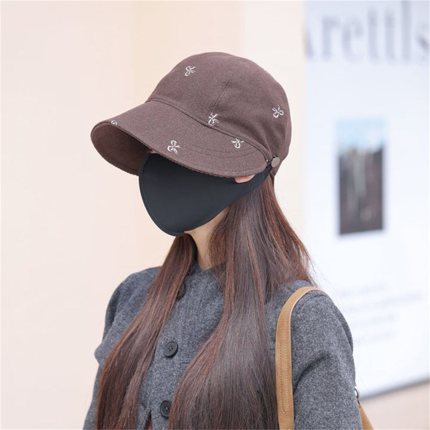 双面戴宽檐可挂口罩显脸小鸭舌帽女秋冬新款户外时尚百搭个性帽子