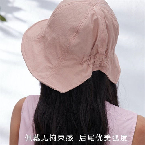 夏季日系薄款遮阳防晒后开叉盆帽