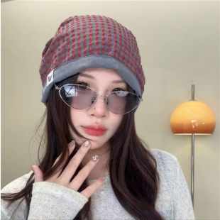 百搭个性 双面戴废土风复古包头帽女时尚 无檐氛围感堆堆帽 新款 秋季