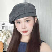 水洗做旧星星无檐贝雷帽女休闲时尚 百搭显脸小画家帽复古大头围帽