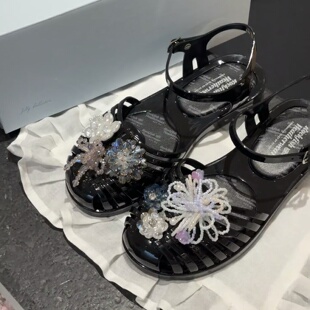 黏贴款Rockfish Weatherwear韩国水晶鞋鞋花鞋扣重工串珠花朵装饰