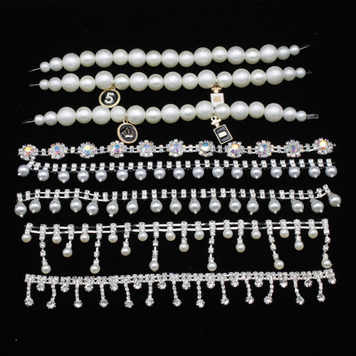 洞洞鞋链条配饰水钻珍珠装饰链