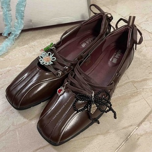 花芭蕾舞鞋 带挂饰鞋 配饰鞋 饰配件扣鞋 花韩系潮流扣 子装 rockfish鞋