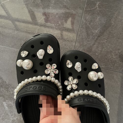 洞洞鞋配饰crocs大珍珠鞋花
