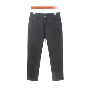 加厚高腰弹力加绒品质小脚裤 2024秋冬新款 女 小脚牛仔裤 黑色大码